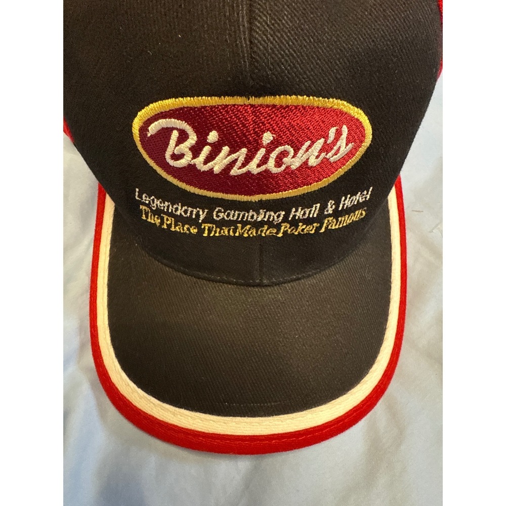 Binions Legendary Gambling Hall Hotel Poker Famous‎ Black Red Cap Hat Adjustable